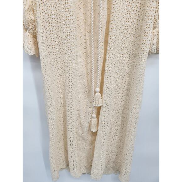 NWT Doen Persephone Embroidery Midi Dress Sz S Ivory Magnolia Semi Sheer #2J426 - Picture 6 of 15